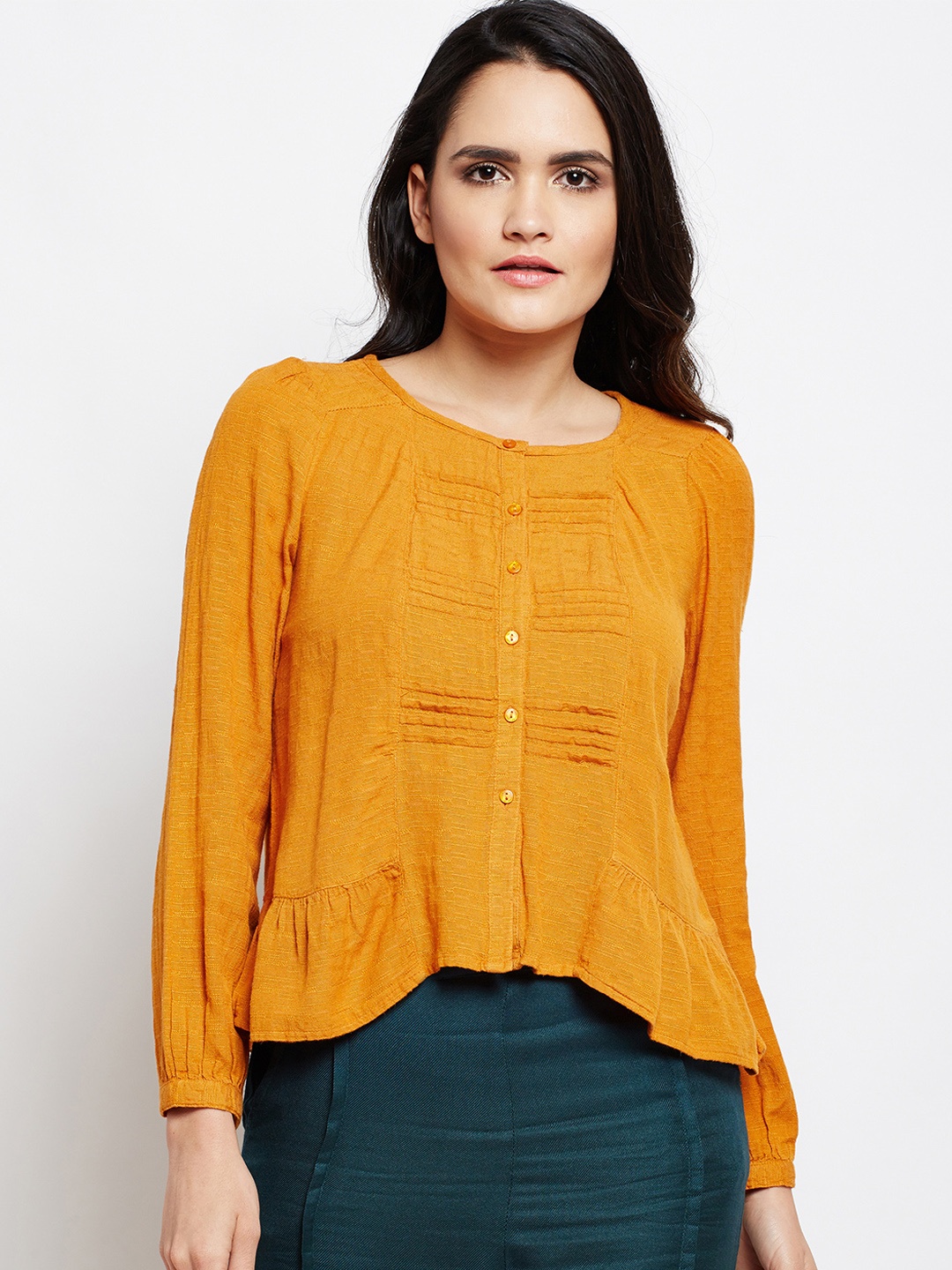 

Oxolloxo Yellow Textured A-Line Top