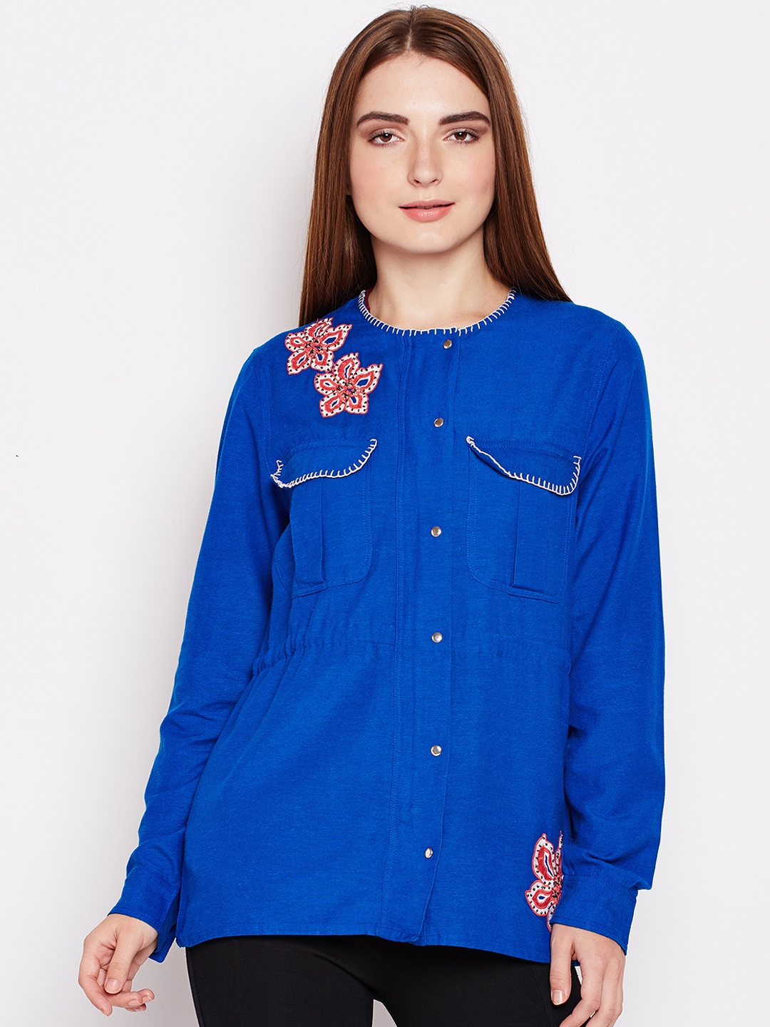 

Oxolloxo Women Blue Solid Parka Jacket