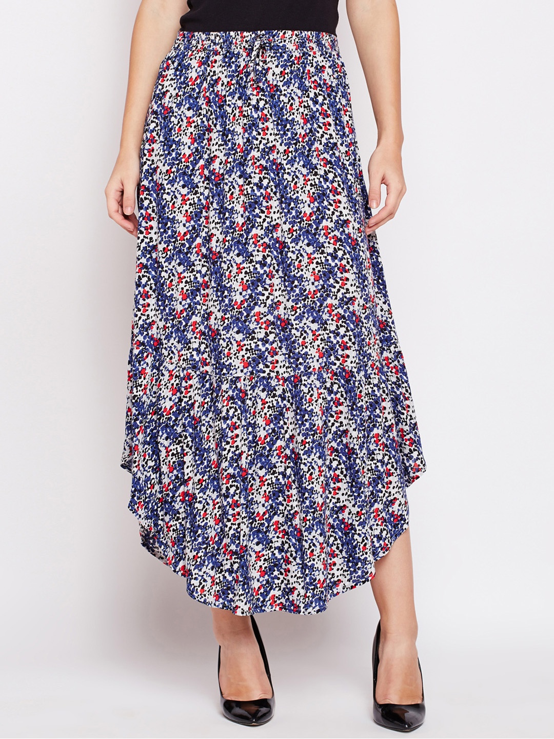 

Oxolloxo Women Multicoloured Printed A-Line Midi Skirt, Multi