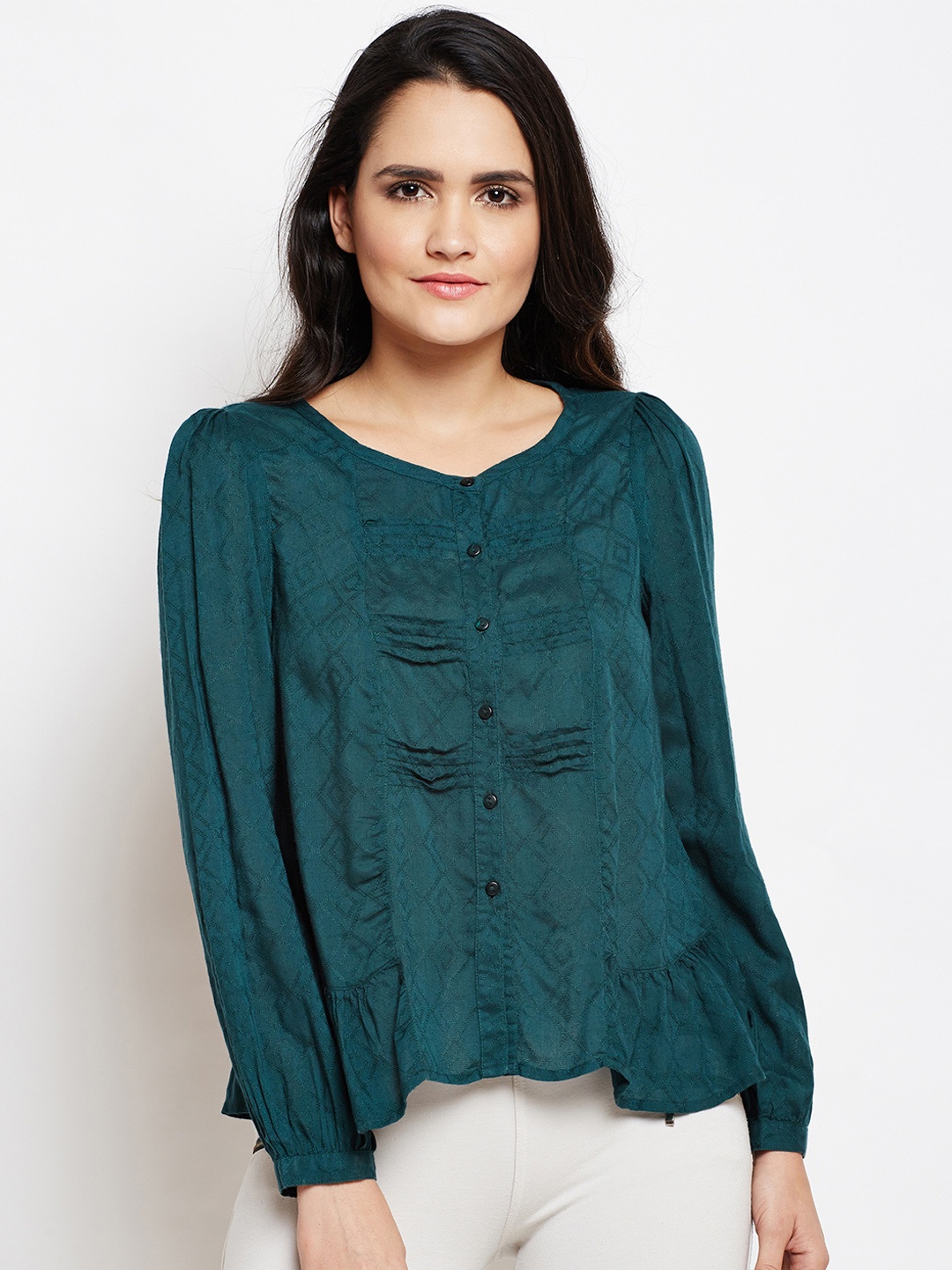 

Oxolloxo Women Teal Green Solid Top