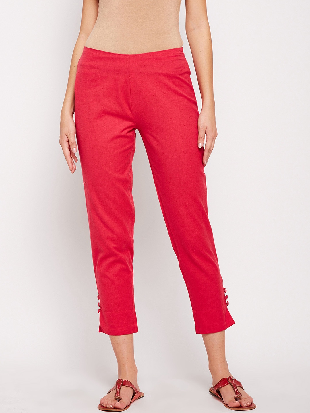 

Be Indi Women Pink Straight Fit Cigarette Trousers