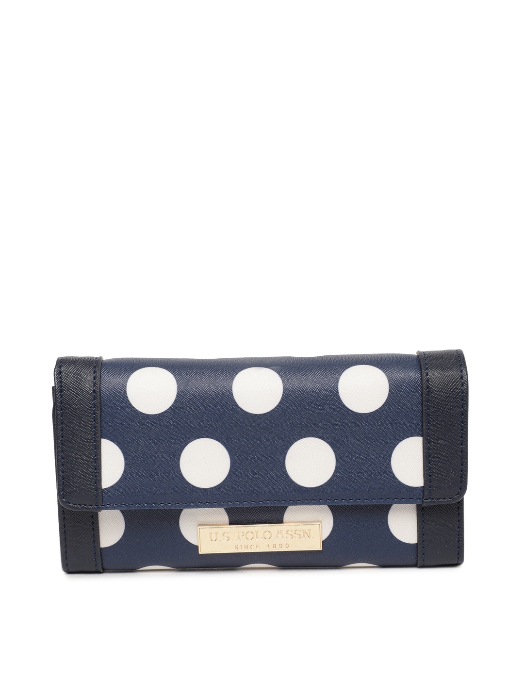 

U.S. Polo Assn. Women Women Navy Blue & White Printed Three Fold Wallet