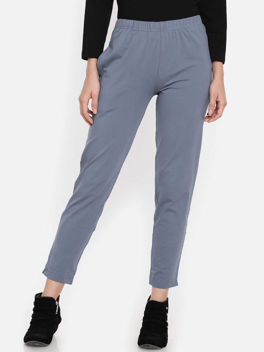 

Dollar Missy Women Grey Solid Classic Straight Fit Cigarette Trousers