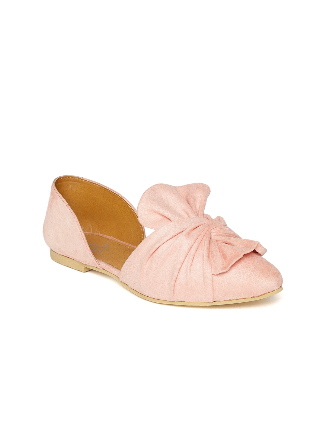 

Zebba Women Peach-Coloured Solid Leather Ballerinas