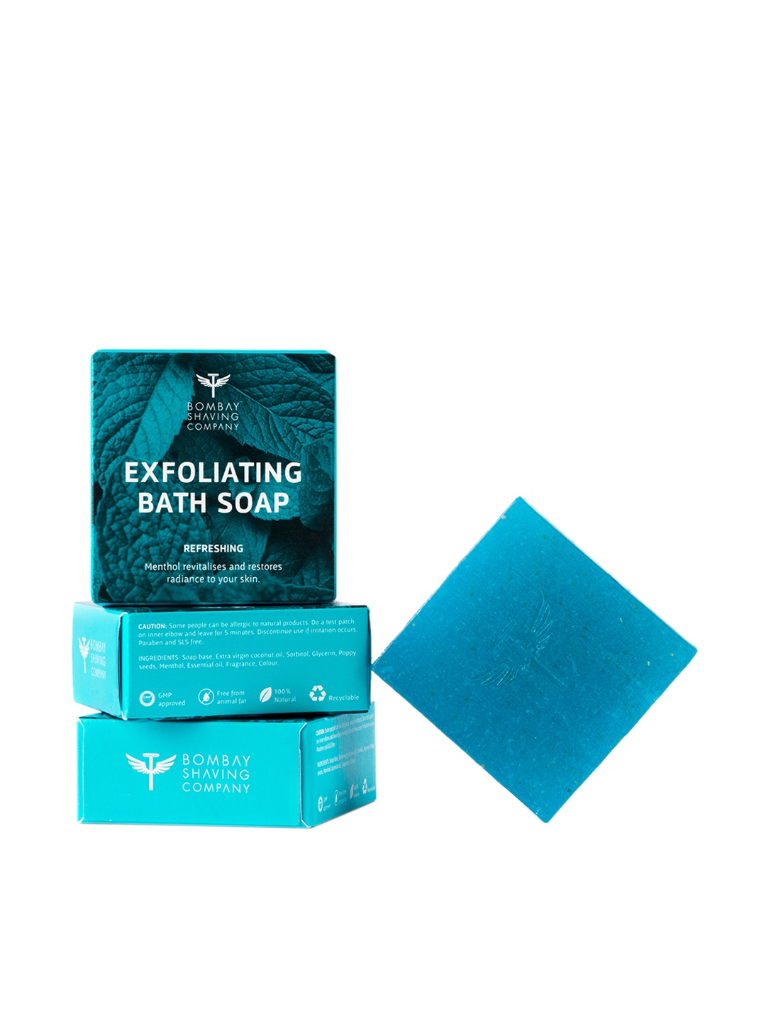 

Bombay Shaving Company Pack of 3 Menthol Refreshing Bath Soap, Blue