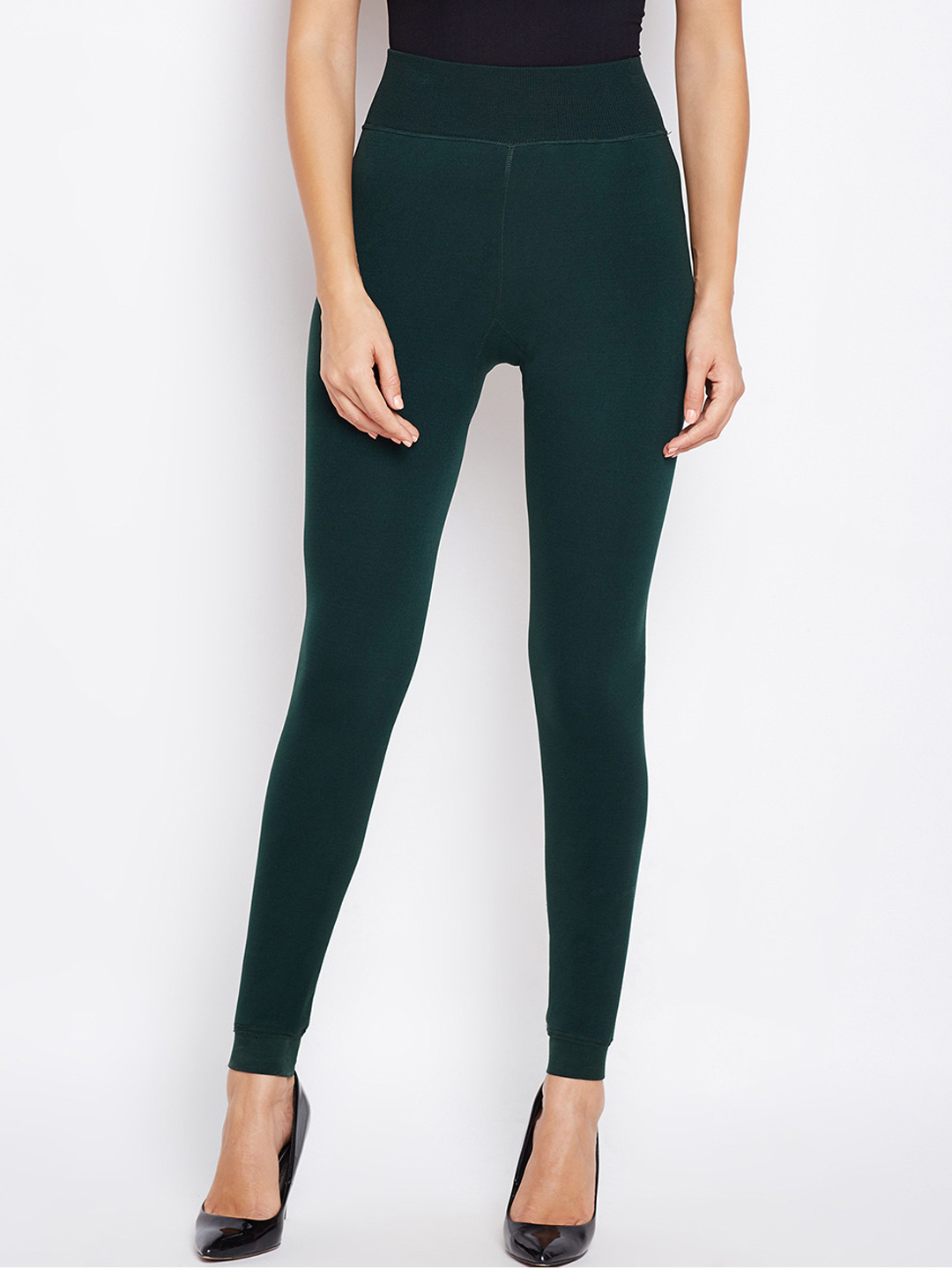 

Lebami Women Green Solid Ankle-Length Leggings