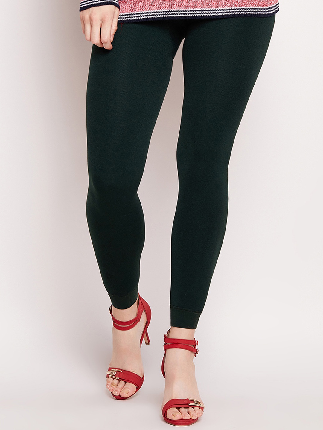 

Lebami Women Green Solid Ankle-Length Leggings