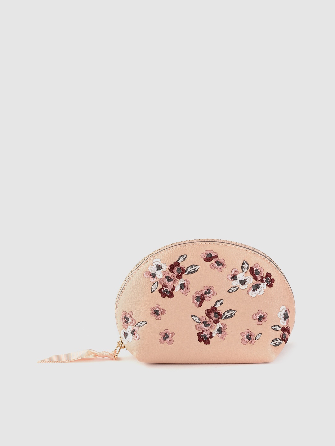 

Accessorize Peach-Coloured Floral Embroidered Purse