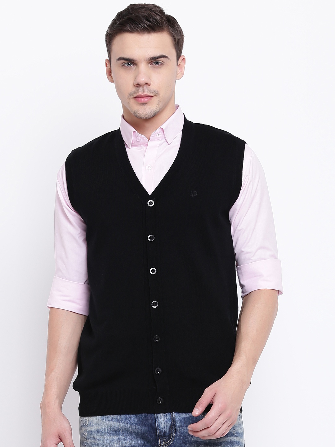 

Pierre Carlo Men Black Solid Cardigan