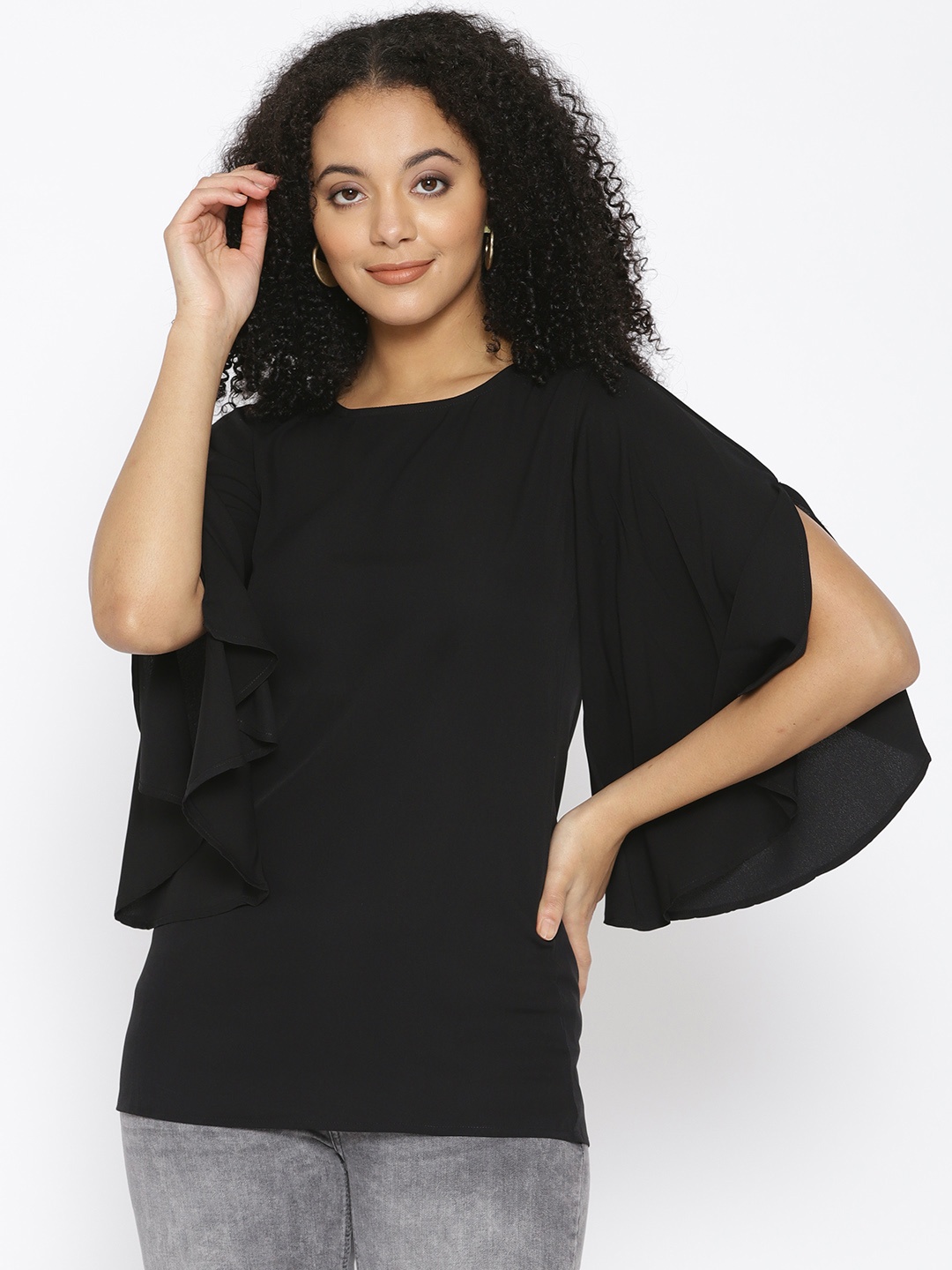 

Cottinfab Women Black Solid Top