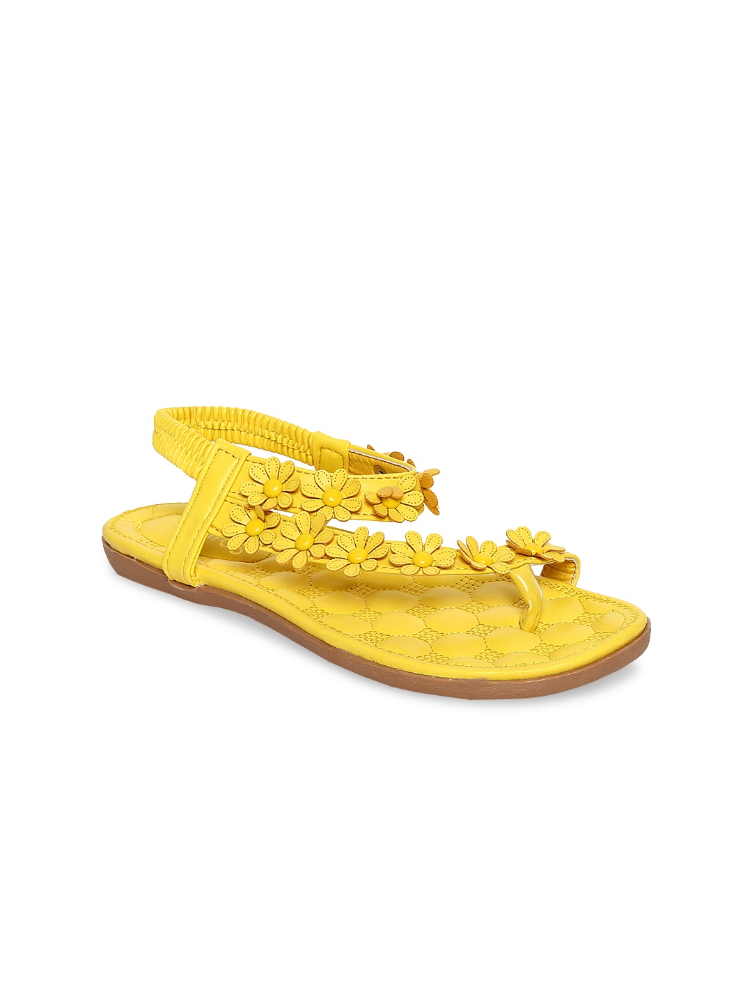 

ESTATOS Women Mustard Woven Design Synthetic Open Toe Flats