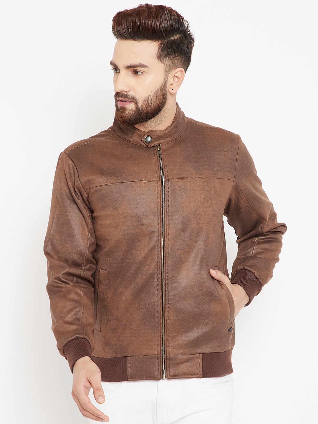 

Pierre Carlo Men Brown Solid Bomber Jacket