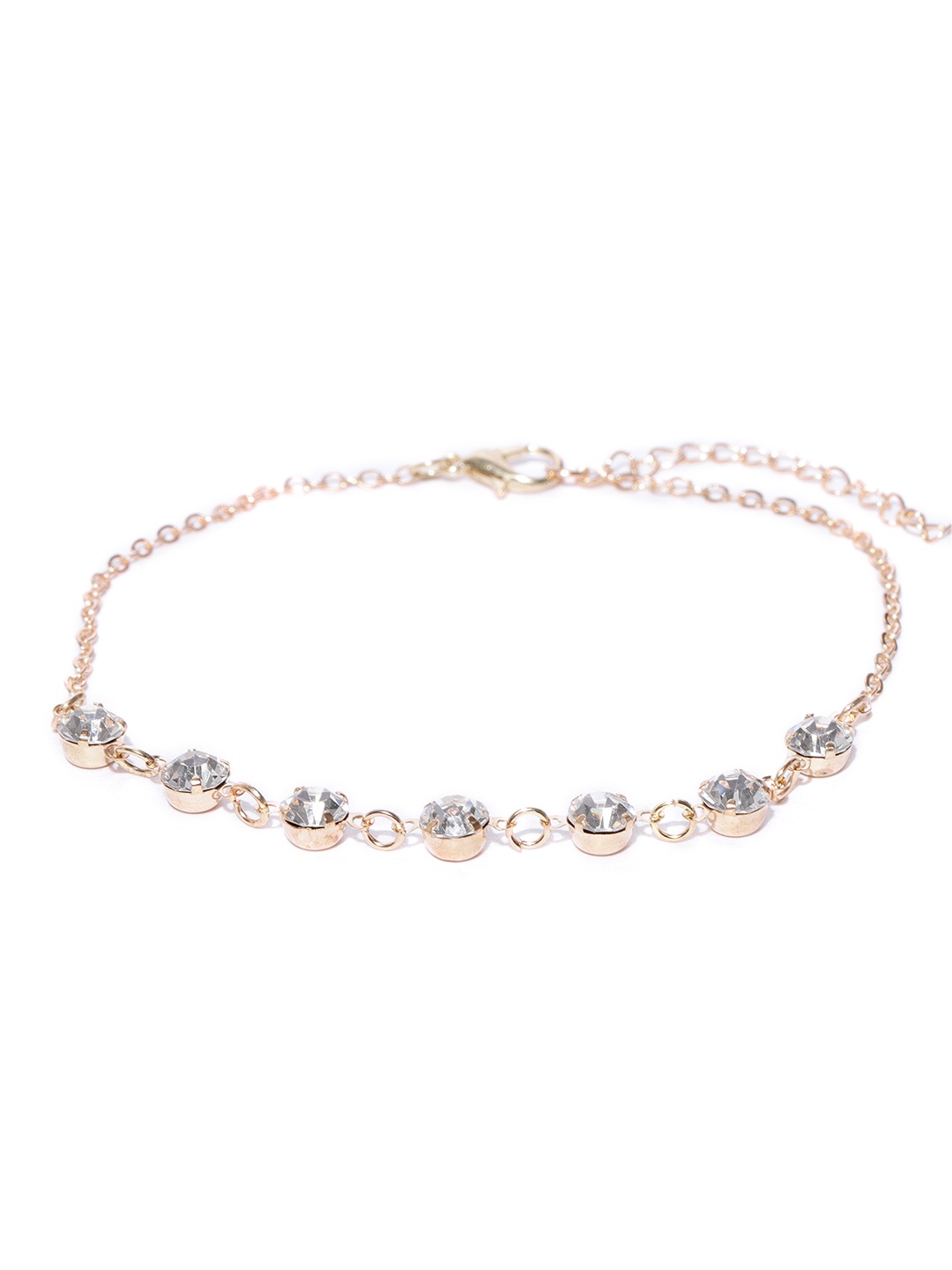 

OOMPH Women Gold-Toned Handcrafted Crystal-Studded Anklet