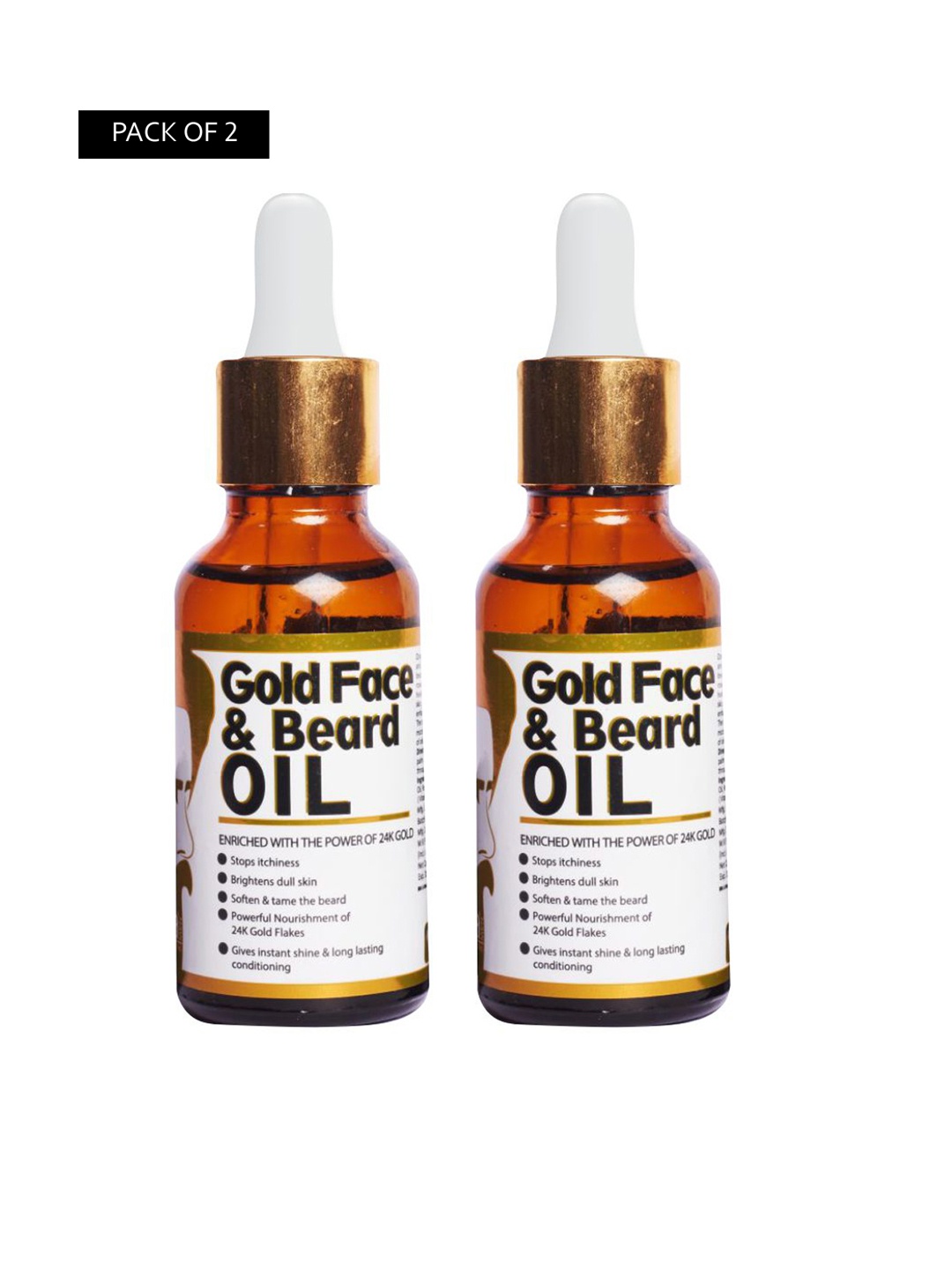 

Qraa Men Pack of 2 Luxurious Gold Face And Beard Oil 30 ml