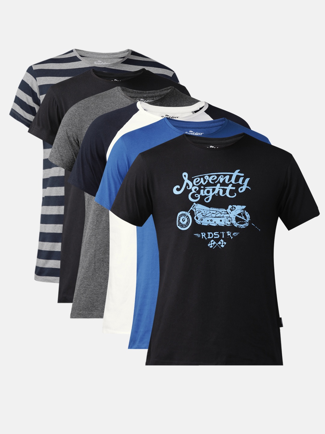 

Roadster Men Pack of 6 Pure Cotton T-shirts, Black