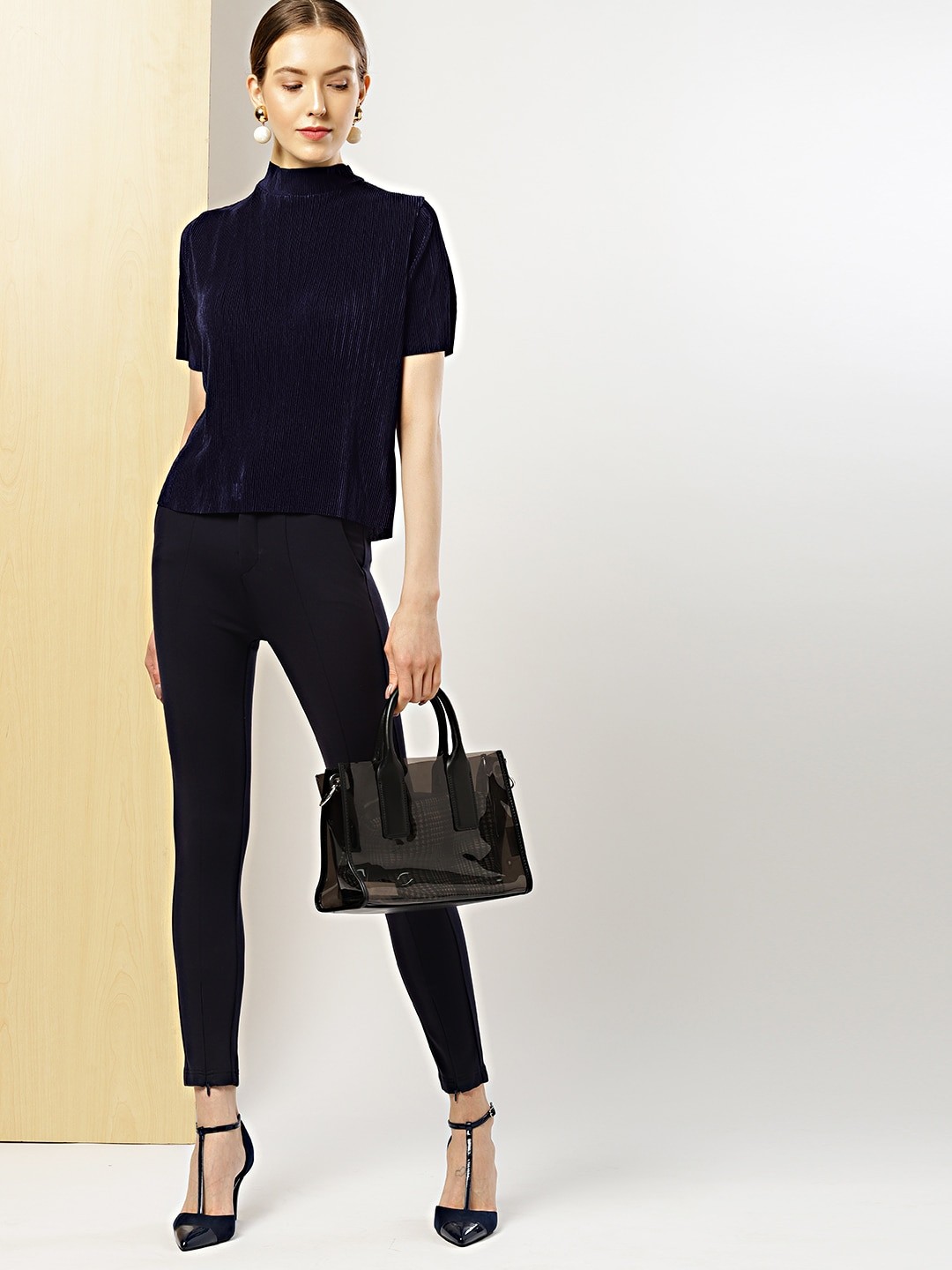 

her by invictus Women Navy Solid Top, Navy blue