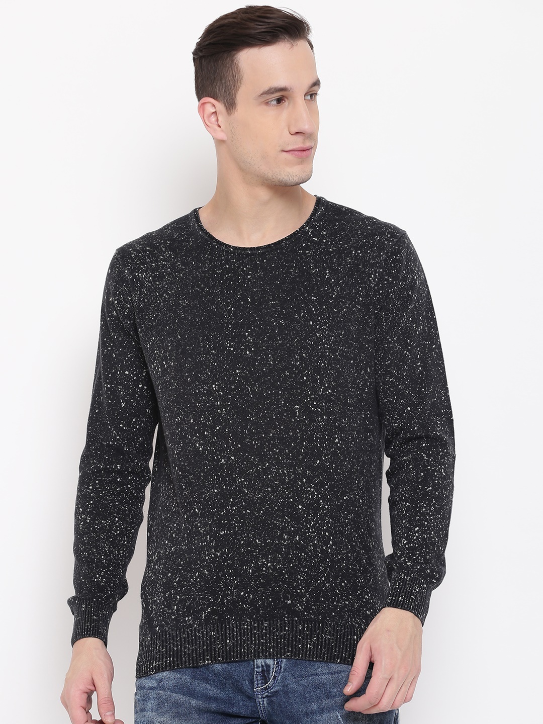 

SPYKAR Men Black Printed Round Neck T-shirt