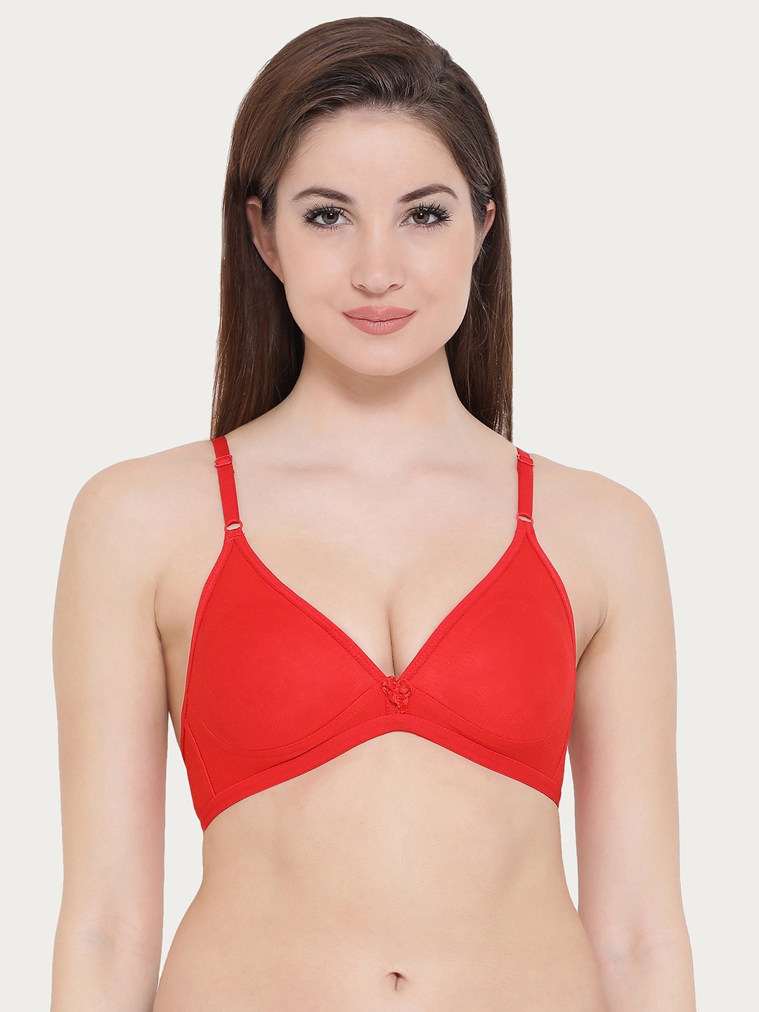 

Clovia Cotton Rich Non-Padded Demi Cup Bra In Red