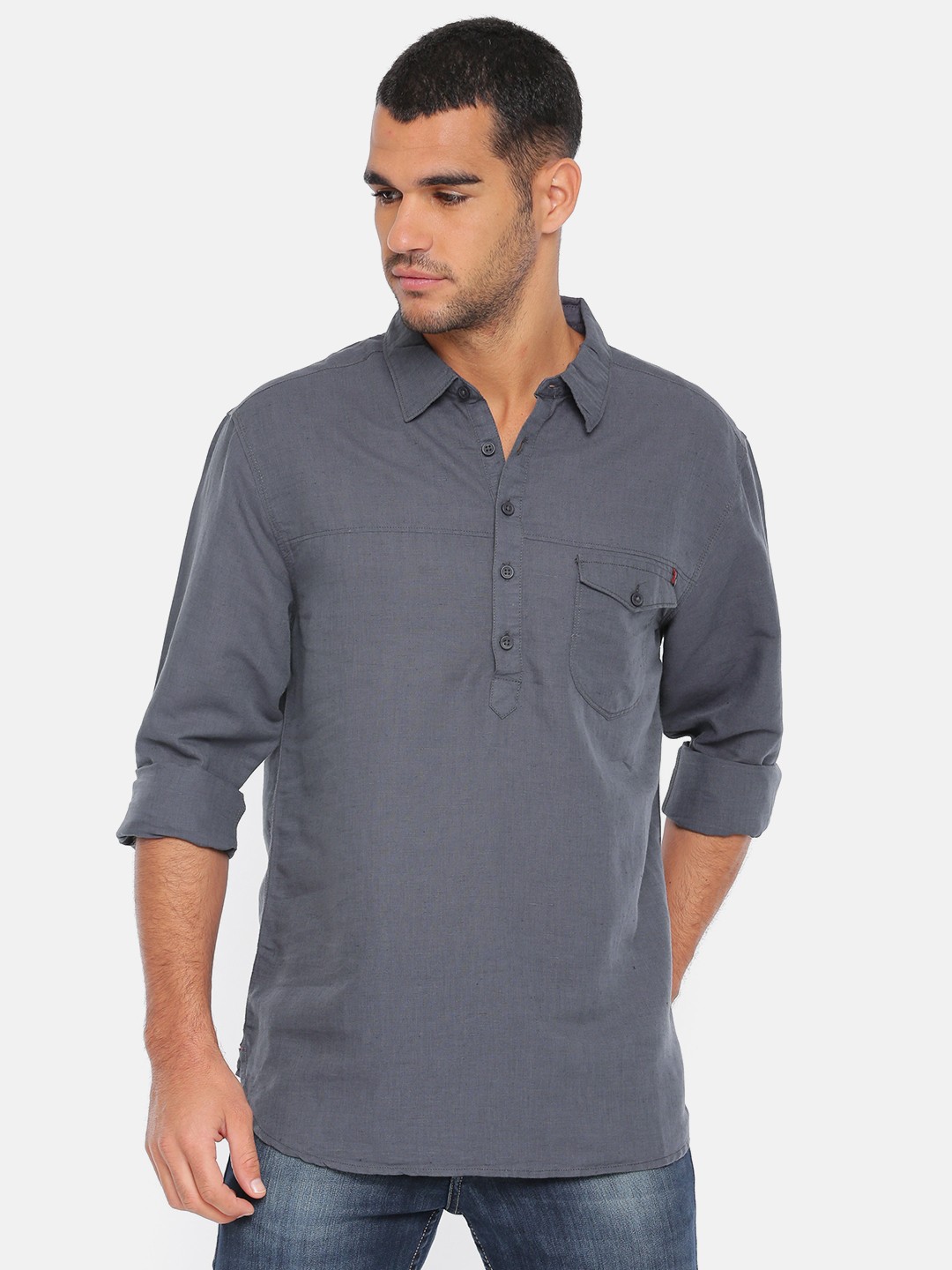 

SPYKAR Men Grey Slim Fit Solid Casual Shirt
