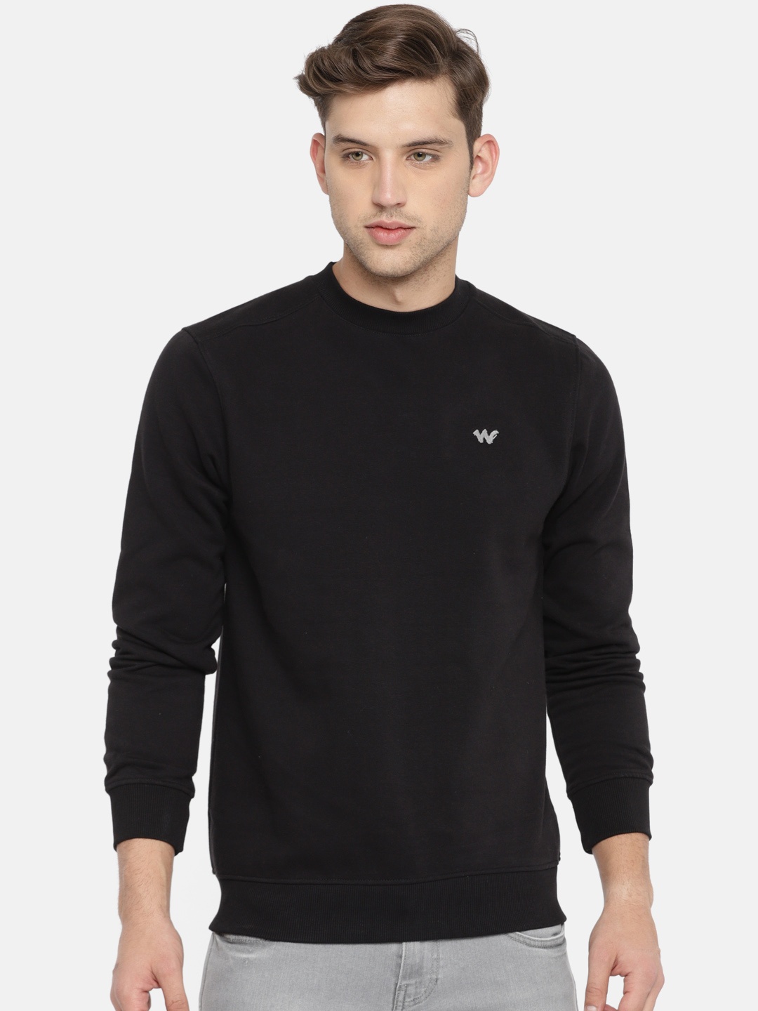 

Wildcraft Men Black Solid Basic Sweatshirt