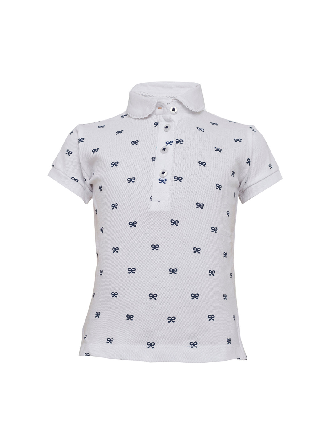 

TALES & STORIES Girls White Printed Polo Collar T-shirt
