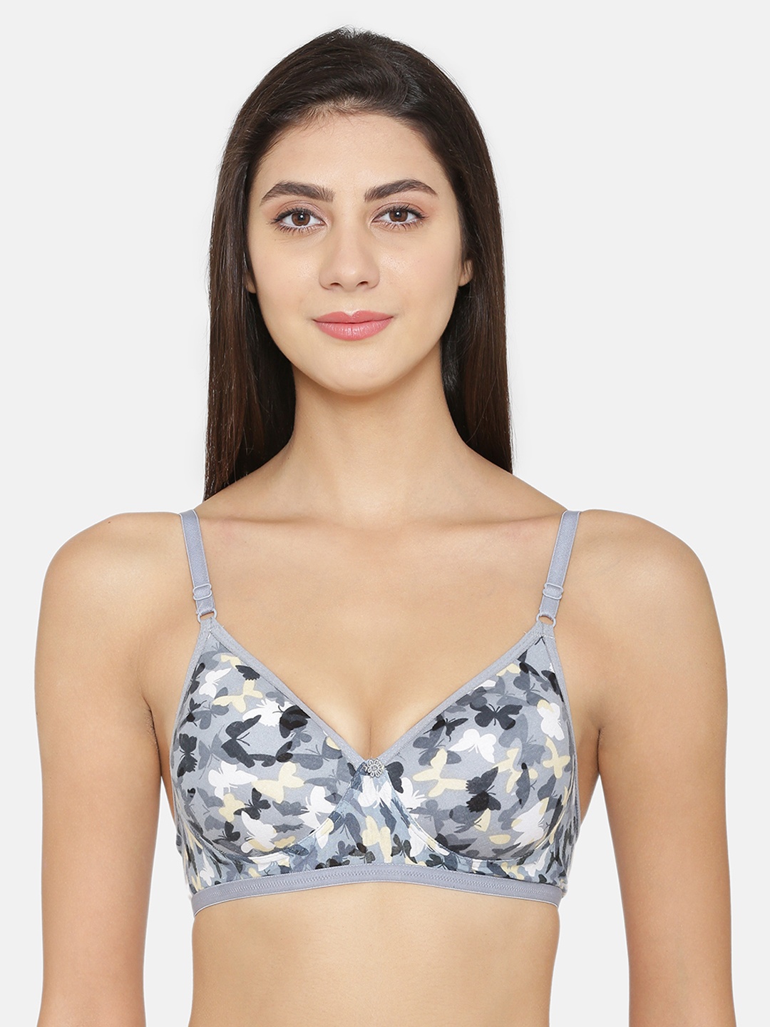 

ABELINO Grey Printed Non-Wired Lightly Padded T-shirt Bra APPYGREY01