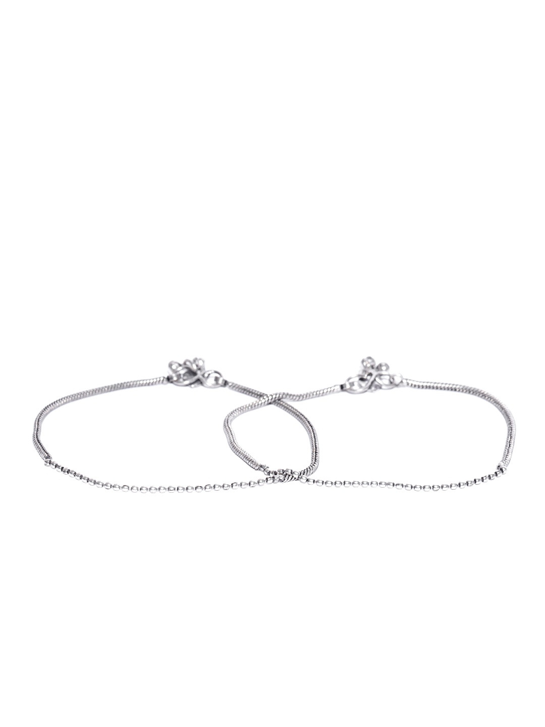 

Priyaasi Set of 2 Oxidised Silver-Plated Anklets