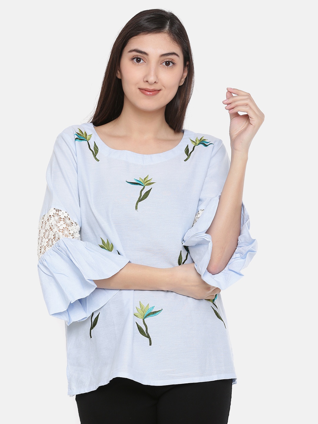 

Antheaa Women Blue Solid Top