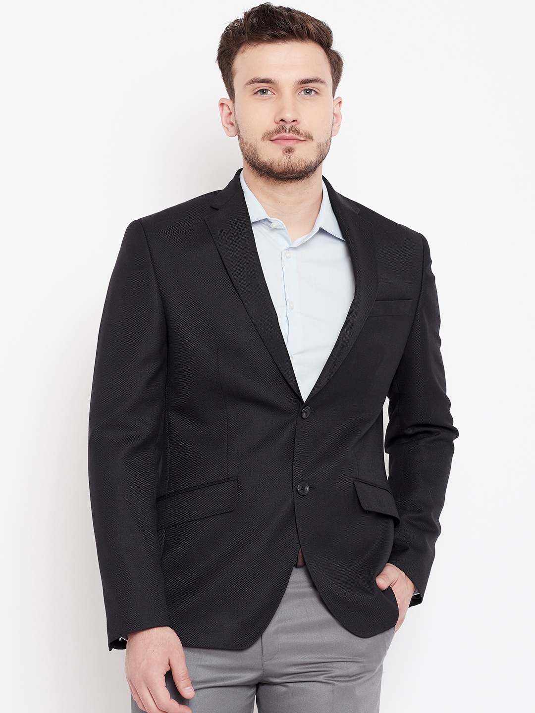 

Blackberrys Men Black Single-Breasted Formal Blazer