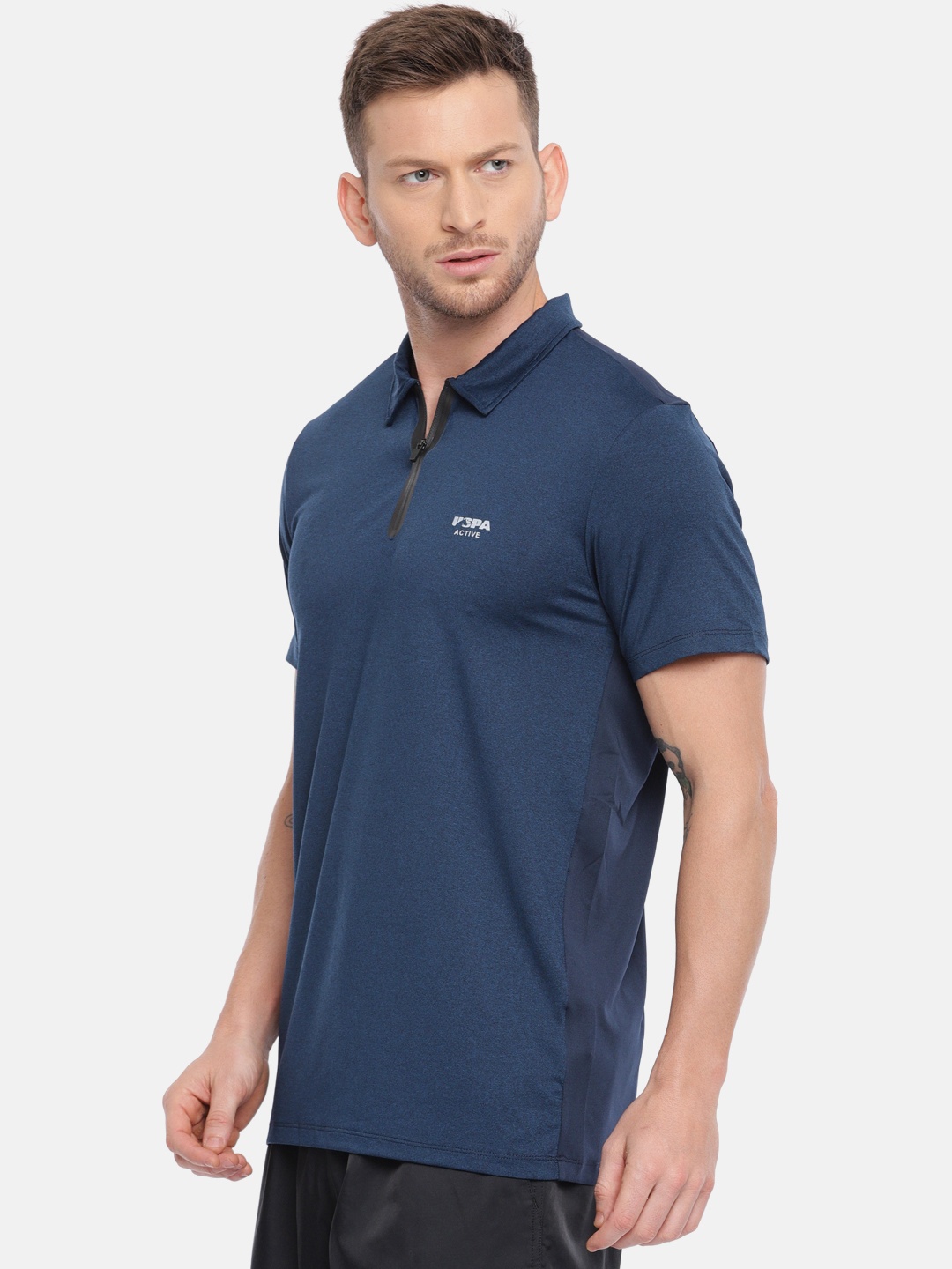 

U.S. Polo Assn. Men Navy Blue Solid Polo Collar T-shirt