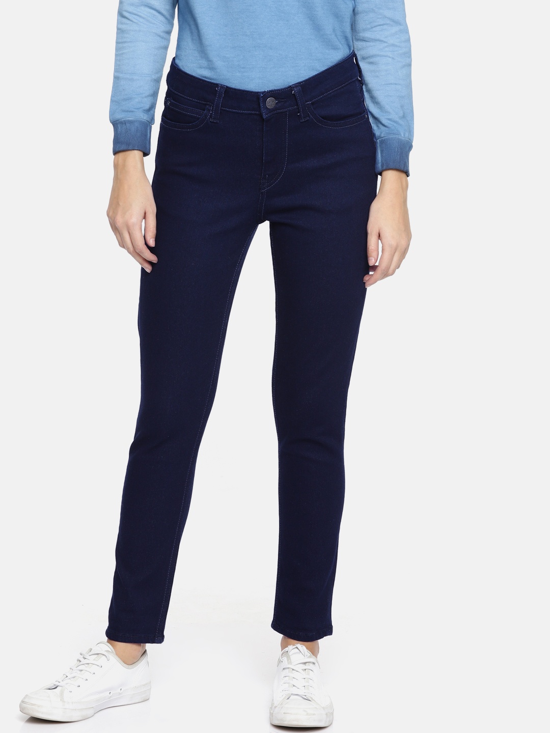 

Lee Women Navy Slim Fit High-Rise Clean Look Jeans, Navy blue
