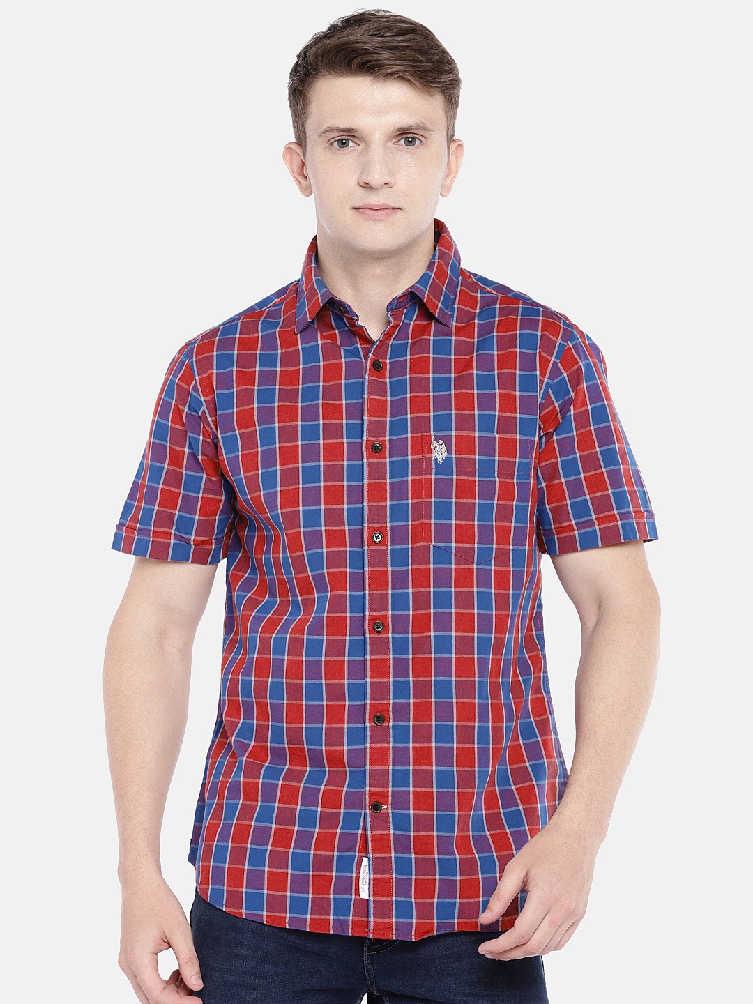 

Red Checked Regular Fit Casual Shirt