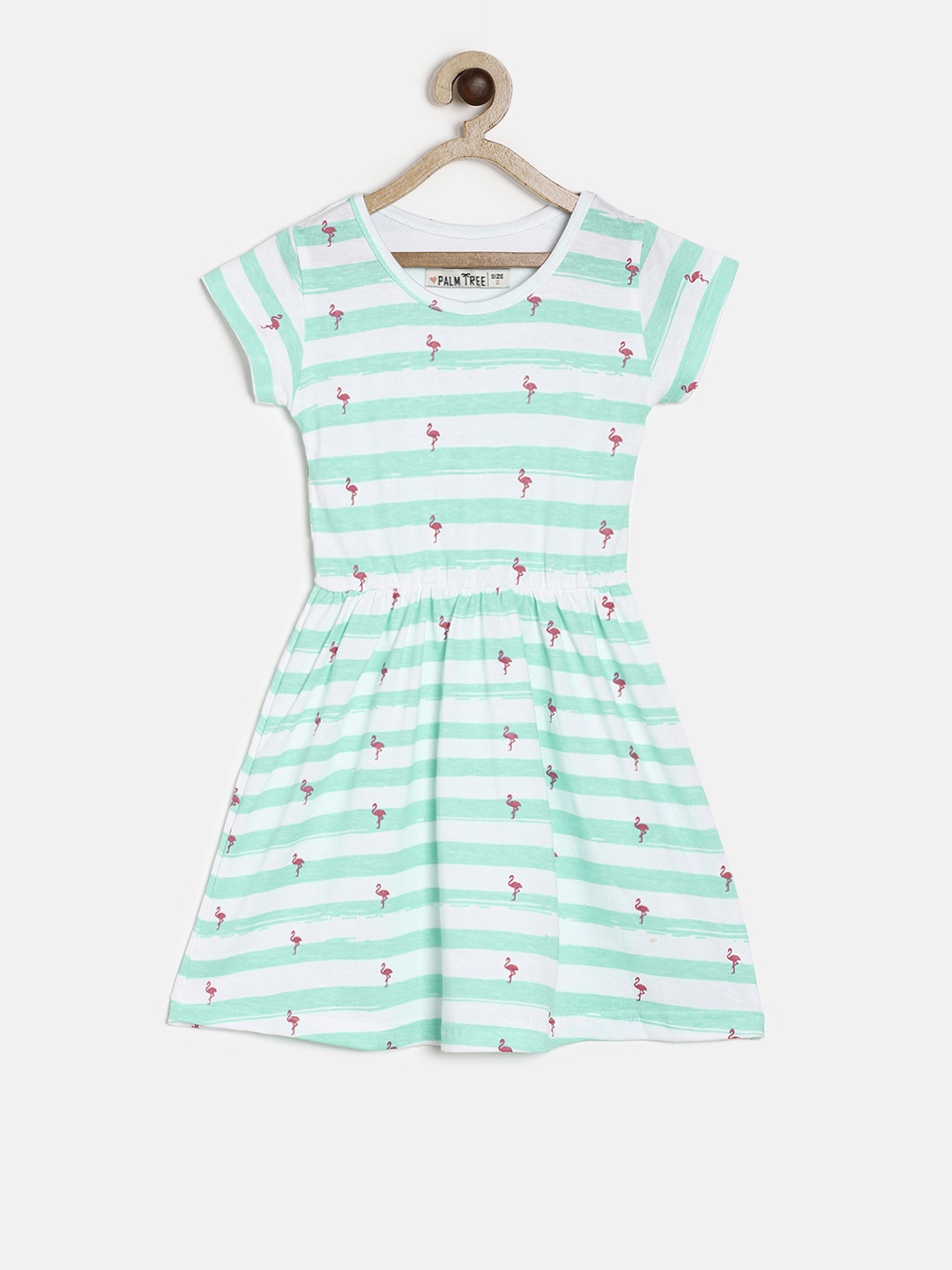 

Palm Tree Girls Turquoise Blue Striped Fit and Flare Dress