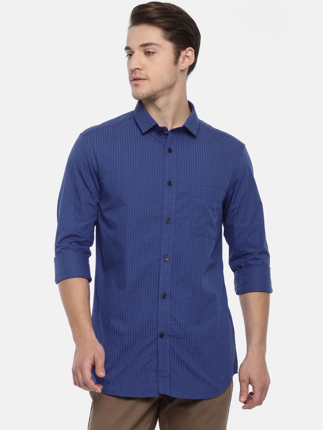 

U.S. Polo Assn. Men Blue Regular Fit Checked Casual Shirt