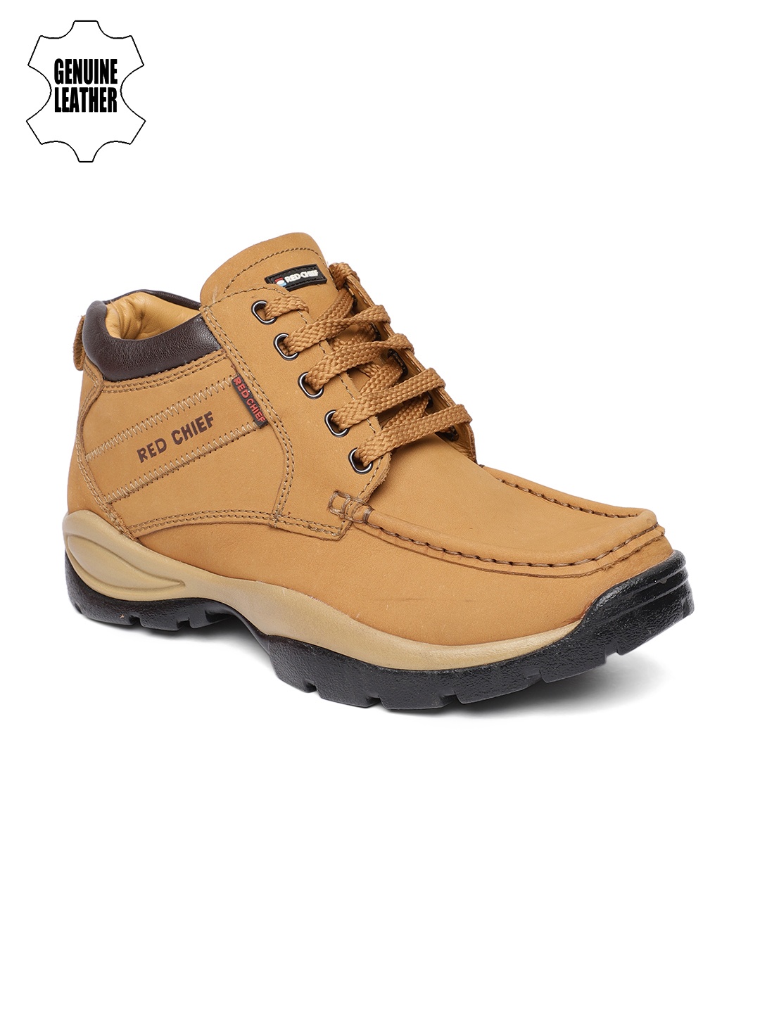 

Red Chief Men Leather Mid-Top Sneakers, Khaki