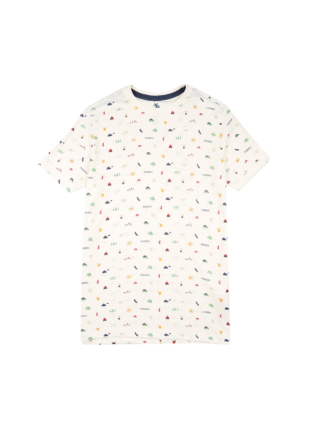 

U.S. Polo Assn. Kids Boys Off-White Printed Round Neck T-shirt