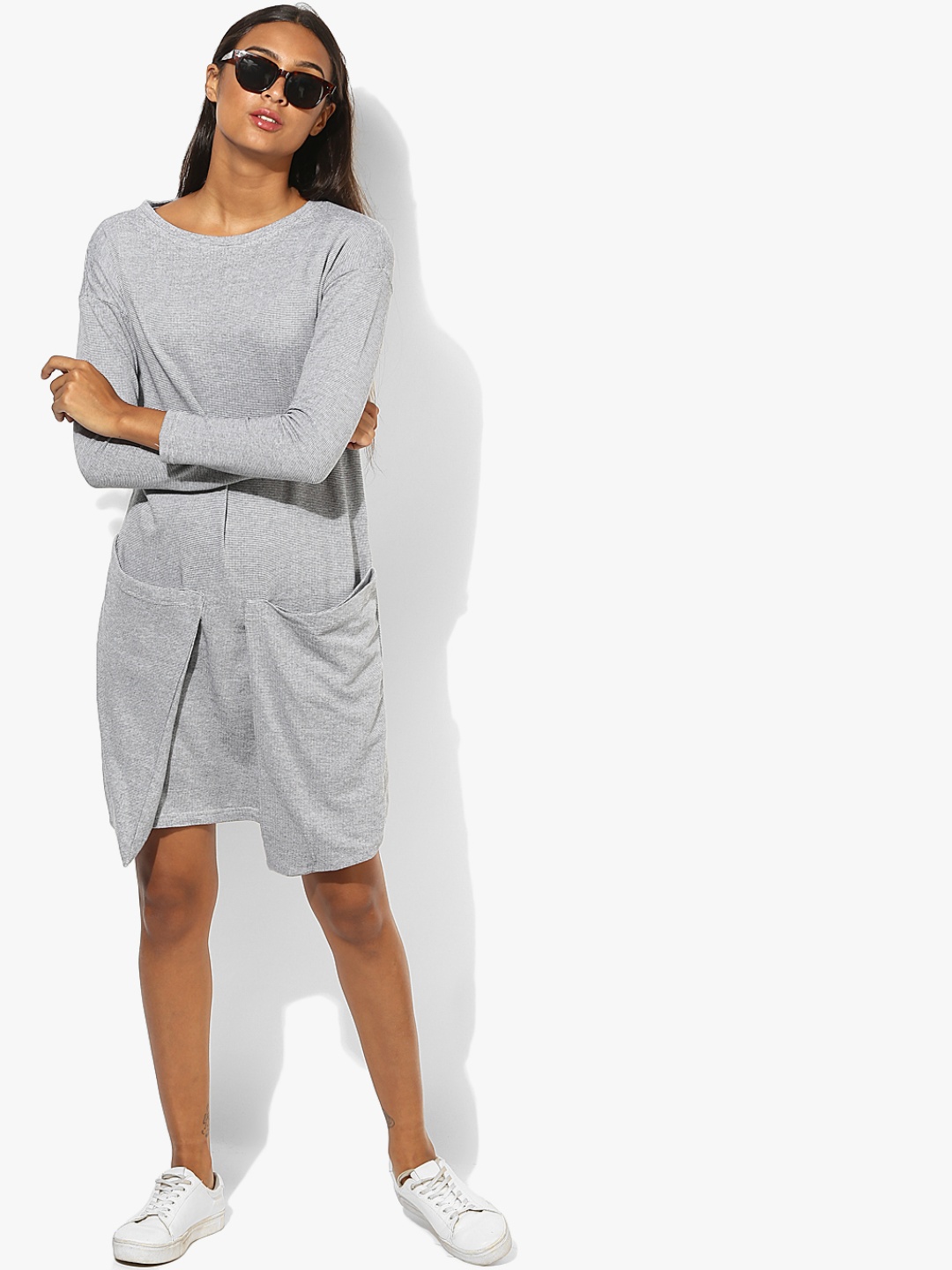 

EVAH LONDON Knitted Long Sleeve Dress, Grey