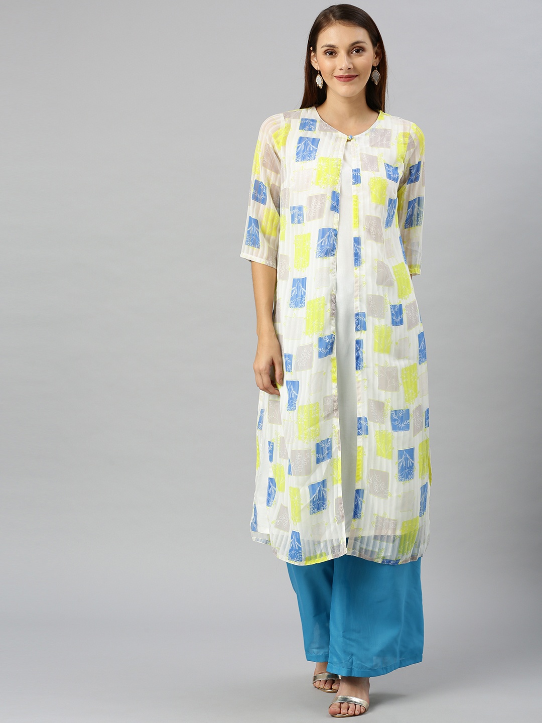 

RANGMANCH BY PANTALOONS Women White Two-Part Kurta