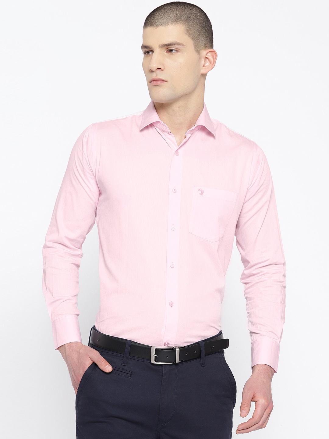 

Shaftesbury London Men Pink Slim Fit Solid Smart Casual Shirt
