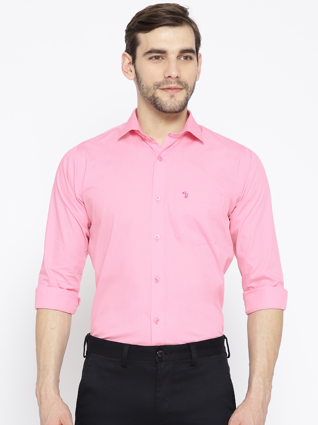 

Shaftesbury London Men Pink Slim Fit Solid Smart Casual Shirt