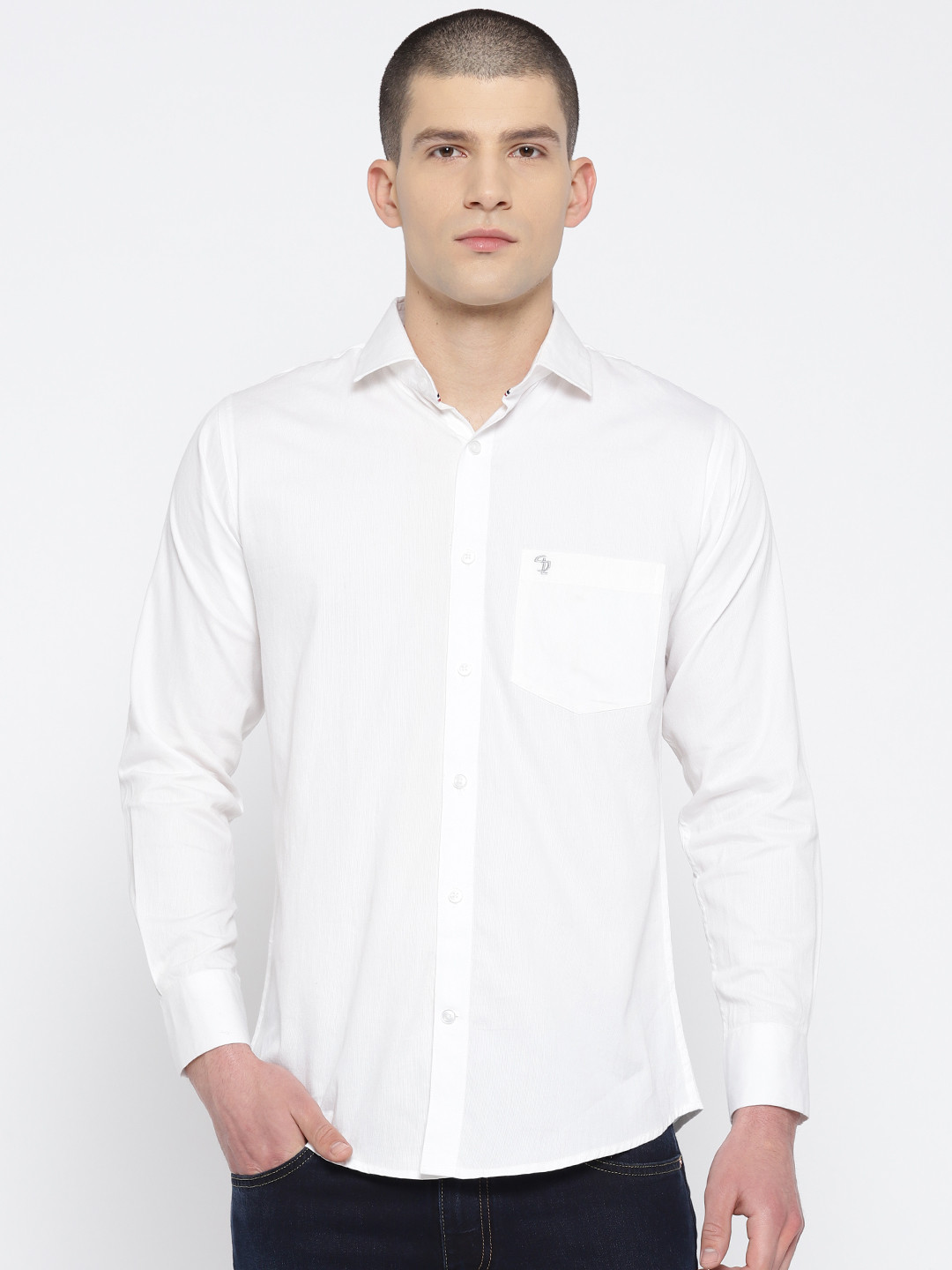 

Shaftesbury London Men White Slim Fit Solid Casual Shirt