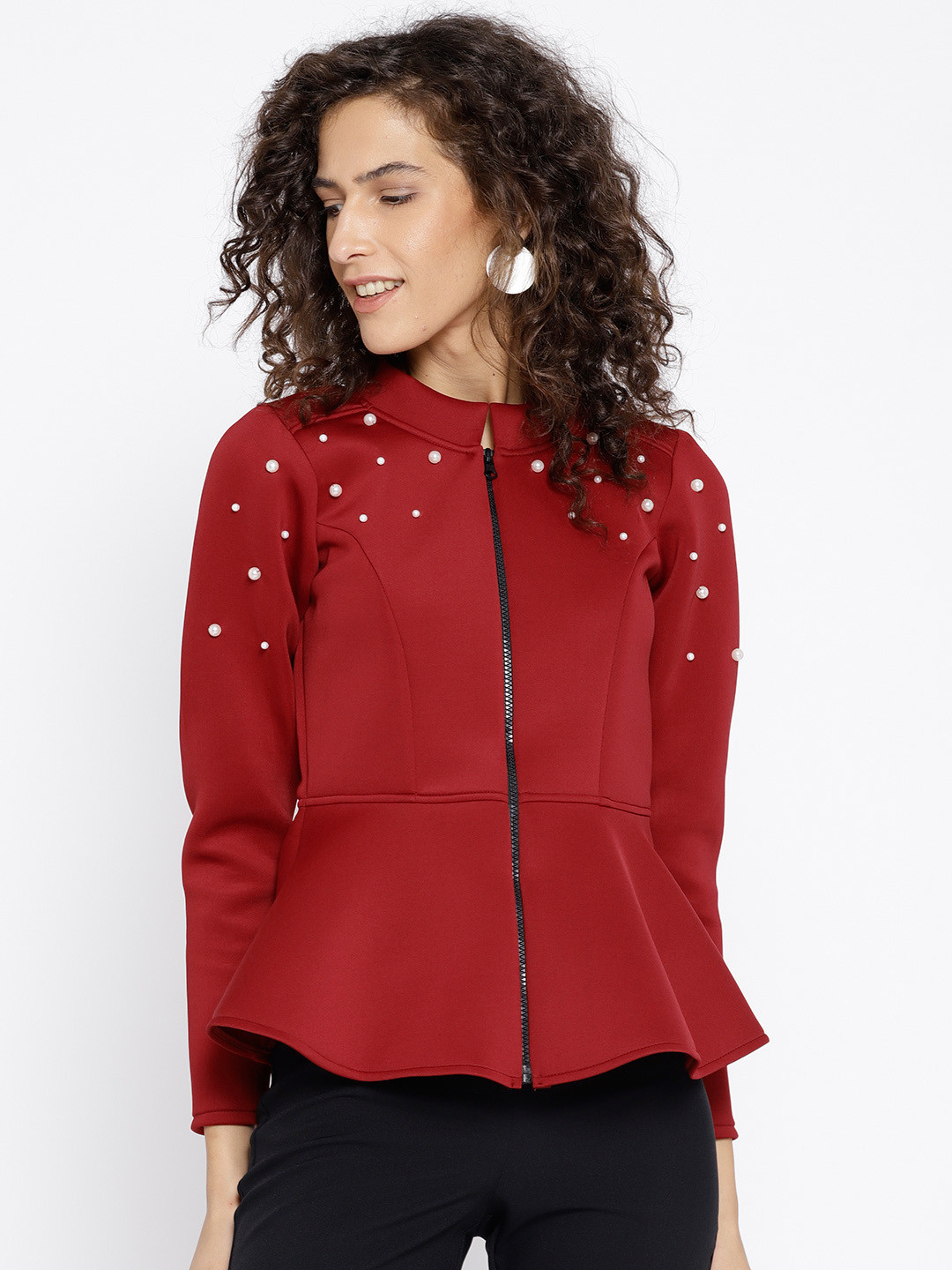 

Athena Women Red Solid Tailored Jacket