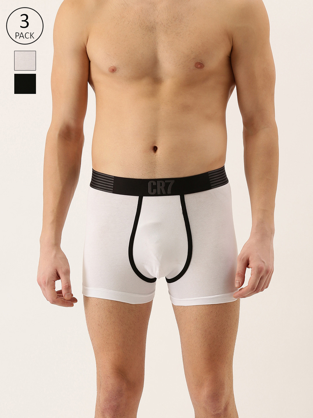 

CR7 Cristiano Ronaldo Men Pack Of 3 Black & White Solid Trunks 8100-49-633
