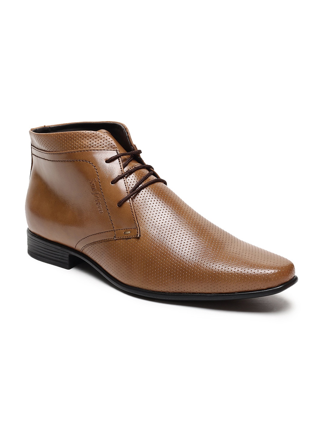 

San Frissco Men Tan Solid Synthetic Mid-Top Flat Boots