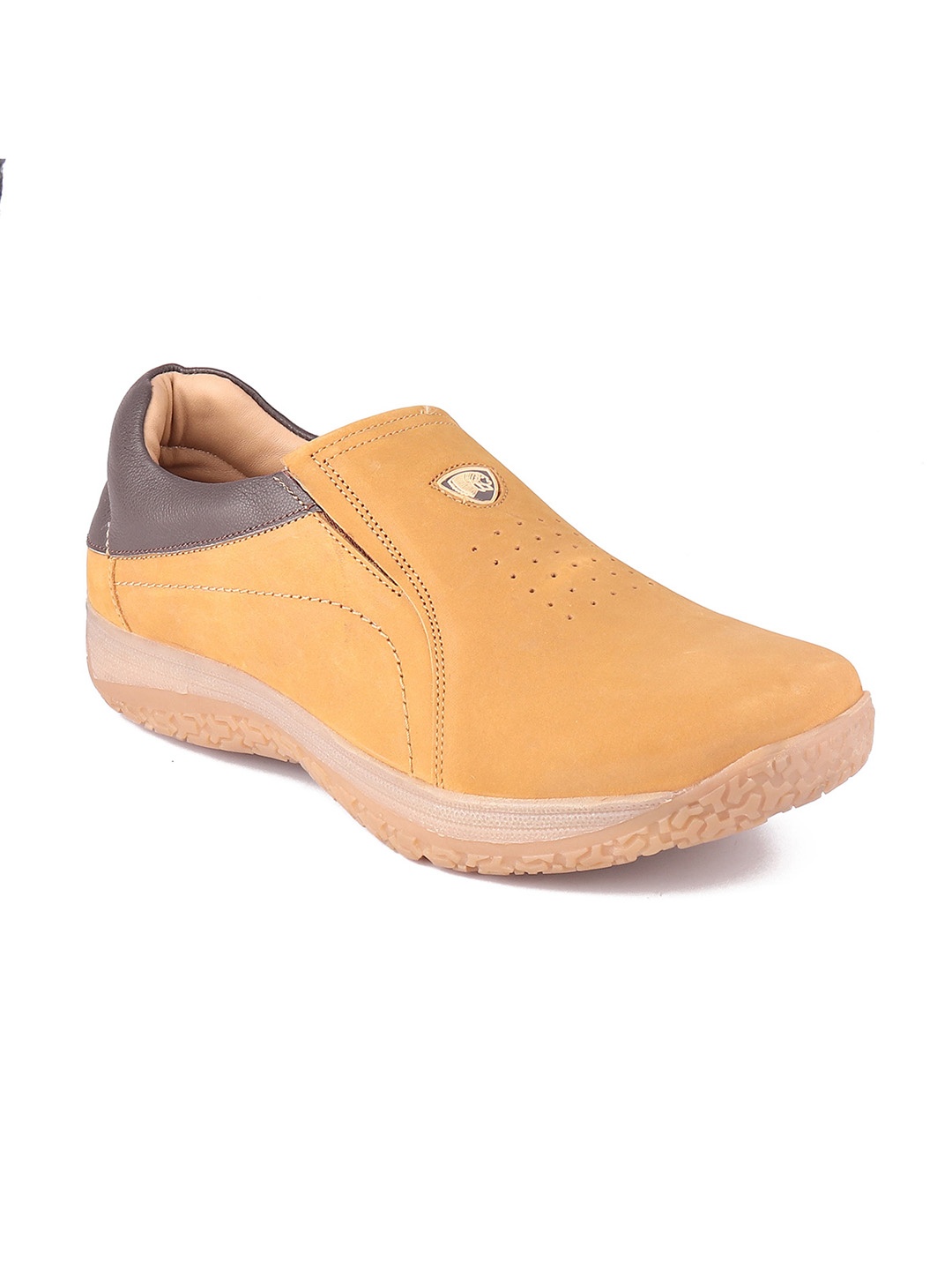 

Red Chief Men Tan Real Leather Slip-On Sneakers
