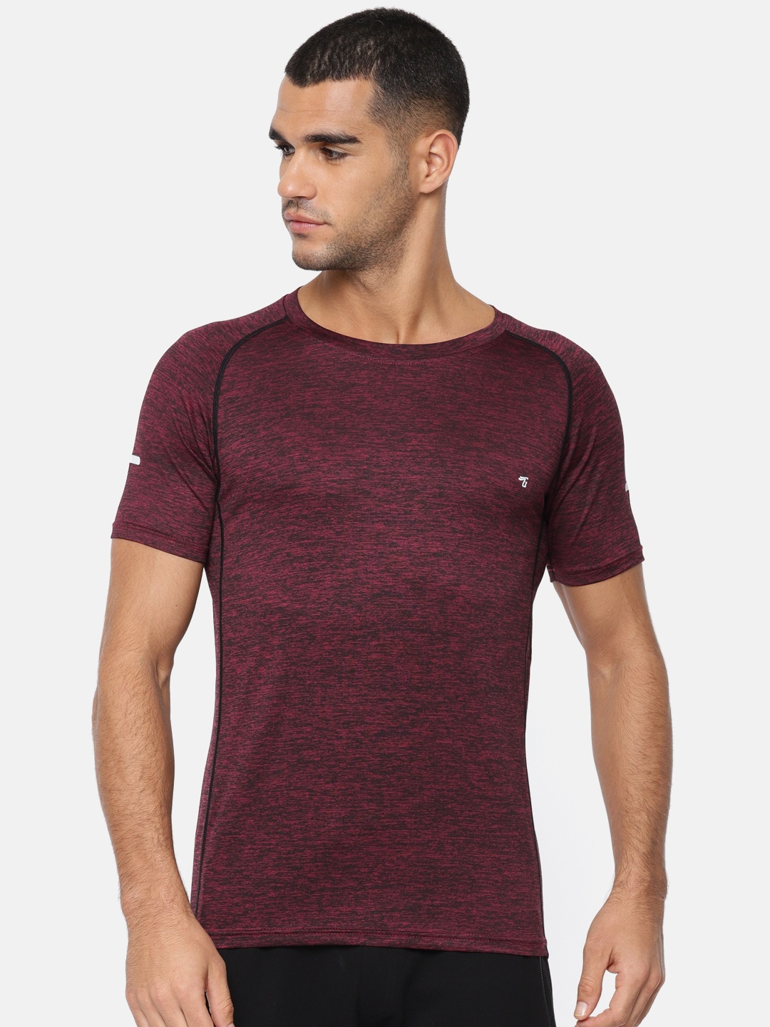 

The Indian Garage Co Men Burgundy Solid Round Neck T-shirt