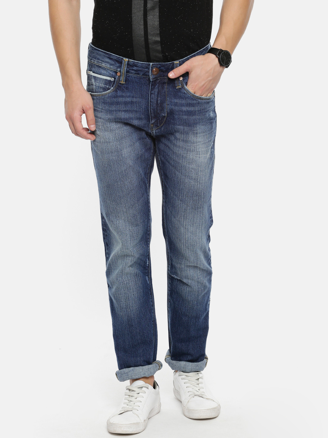 

Ed Hardy Men Blue Slim Fit Mid-Rise Mildly Distressed Jeans