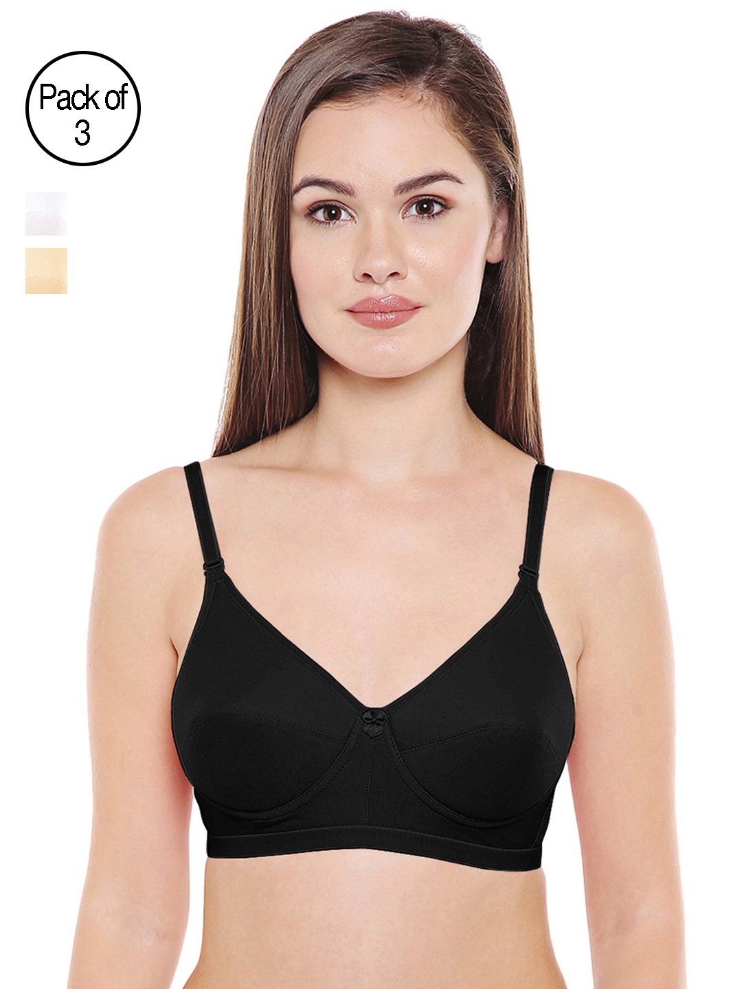 

Bodycare Women Pack of 3 Solid T-shirt Bra E1574BSW, Black