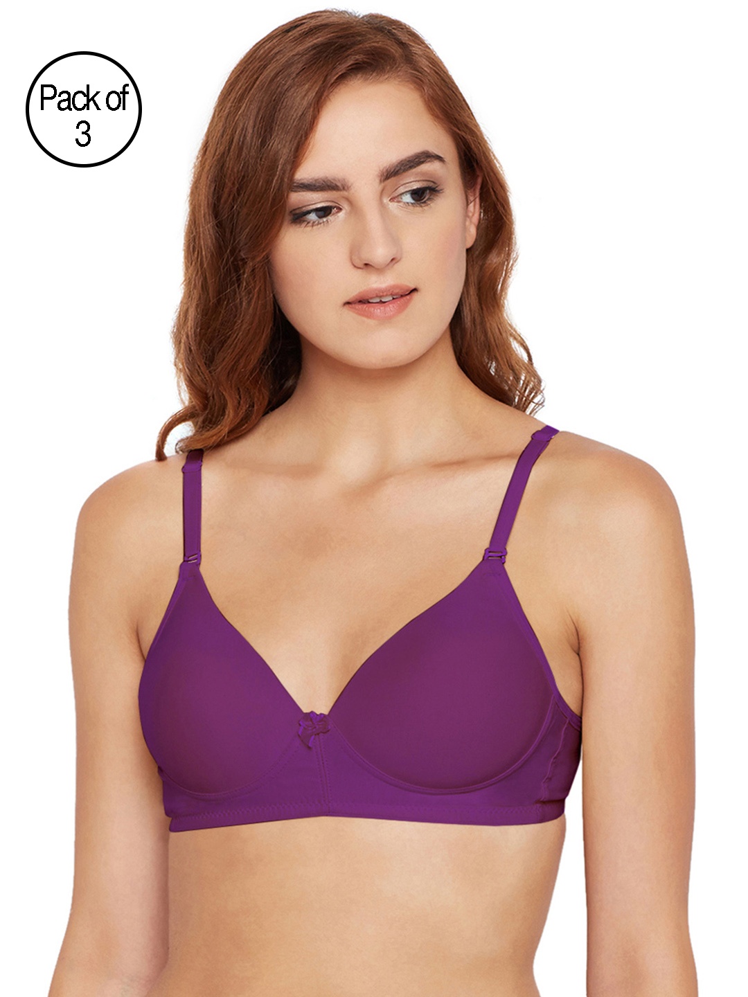 

Bodycare Women Pack of 3 Purple Solid Push-Up Bra 6566WI