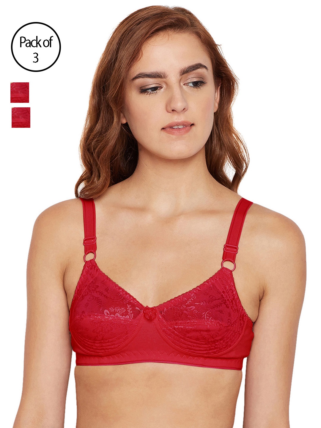 

Bodycare Women Pack of 3 Red Everyday Bra 5583RED